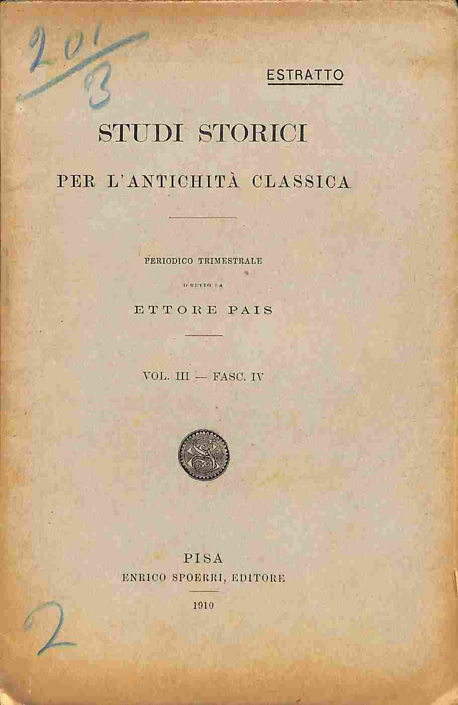 Sul carattere della congiura pisoniana in Roma (A. 65 D. C.)